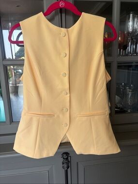 Dictionary Butter Yellow Sleeveless Button Front Suit Blazer Vest